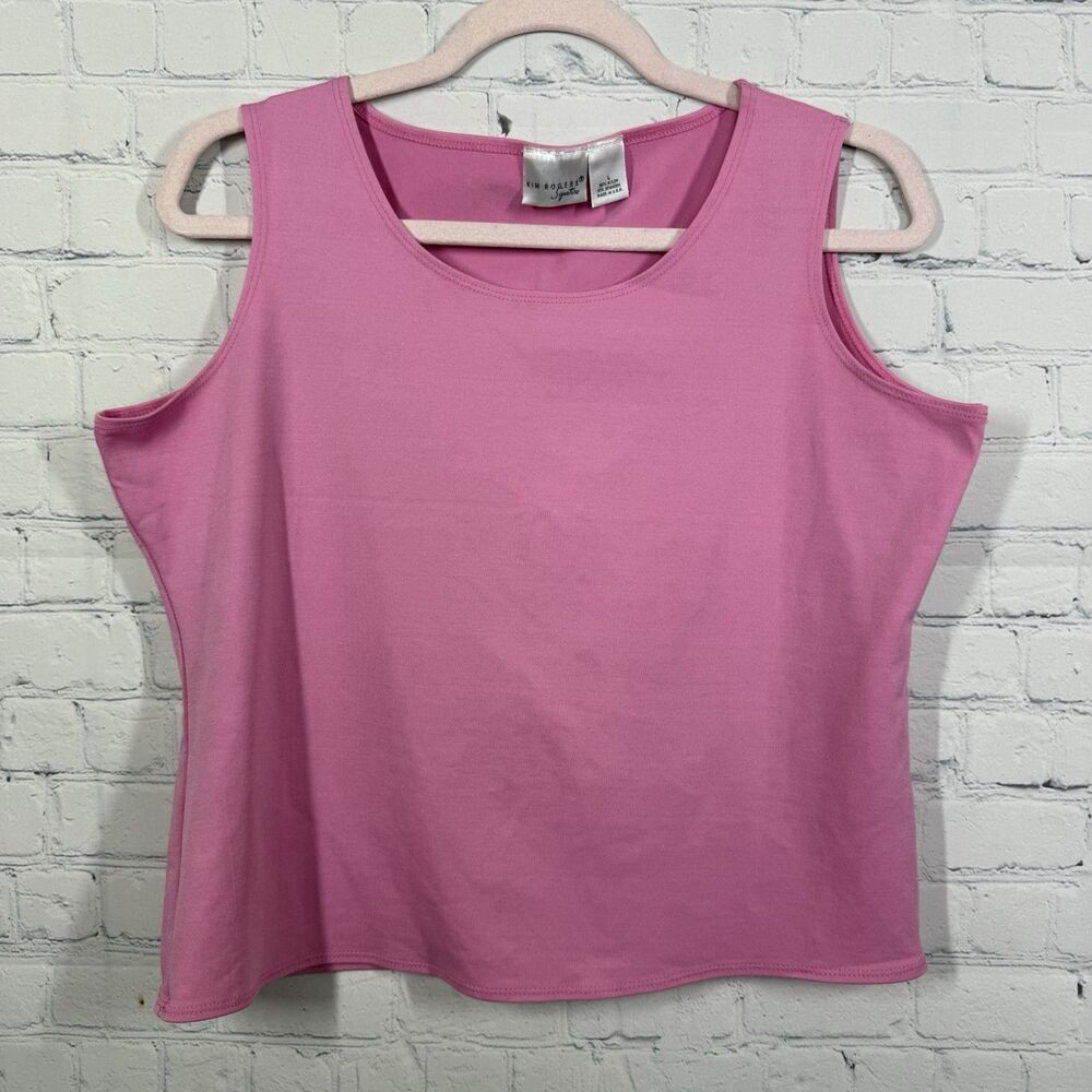 Kim Rogers Blouse Women Large Pink Crop Sleeveless Office Barbiecore Top